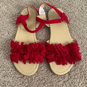 Gymboree red Pom Pom sandals size 4